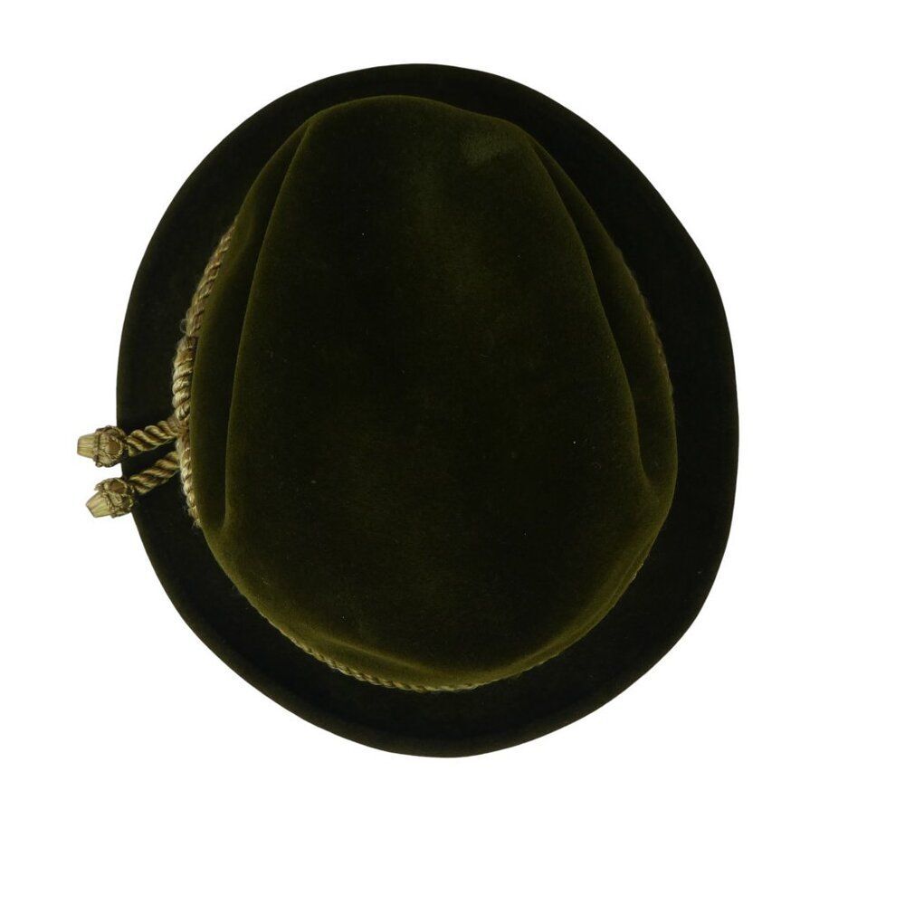 Vintage P&C Habig Vienna Ventilo John Helmer Green Velvet Rope Detail Fedora Hat - Picture 6 of 10